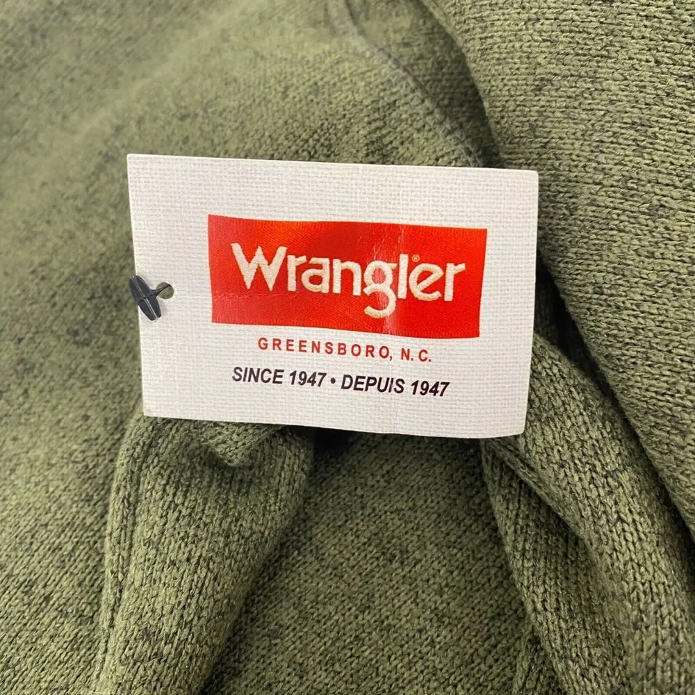 Wrangler Authentics Sweater Men's 3XL / TG Mock‎ Neck Green 1/4 Zip Long Sleeve